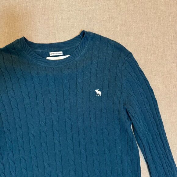 Abercrombie & Fitch Cable Knit Cotton Cashmere Y2K Sweater Blue Women’s Small - Picture 3 of 5